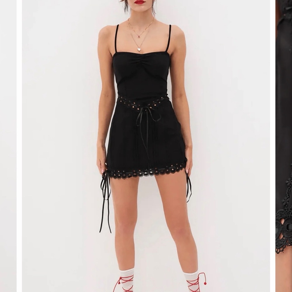 For Love and Lemons Black Lace-Up Mini Dress